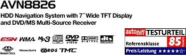 AVN8826 HDD Navigation System with 7inch Wide TFT Display  and DVD/MS Multi-Source Receiver