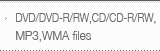 DVD/DVD-R/RW,CD/CD-R/RW,MP3,WMA files